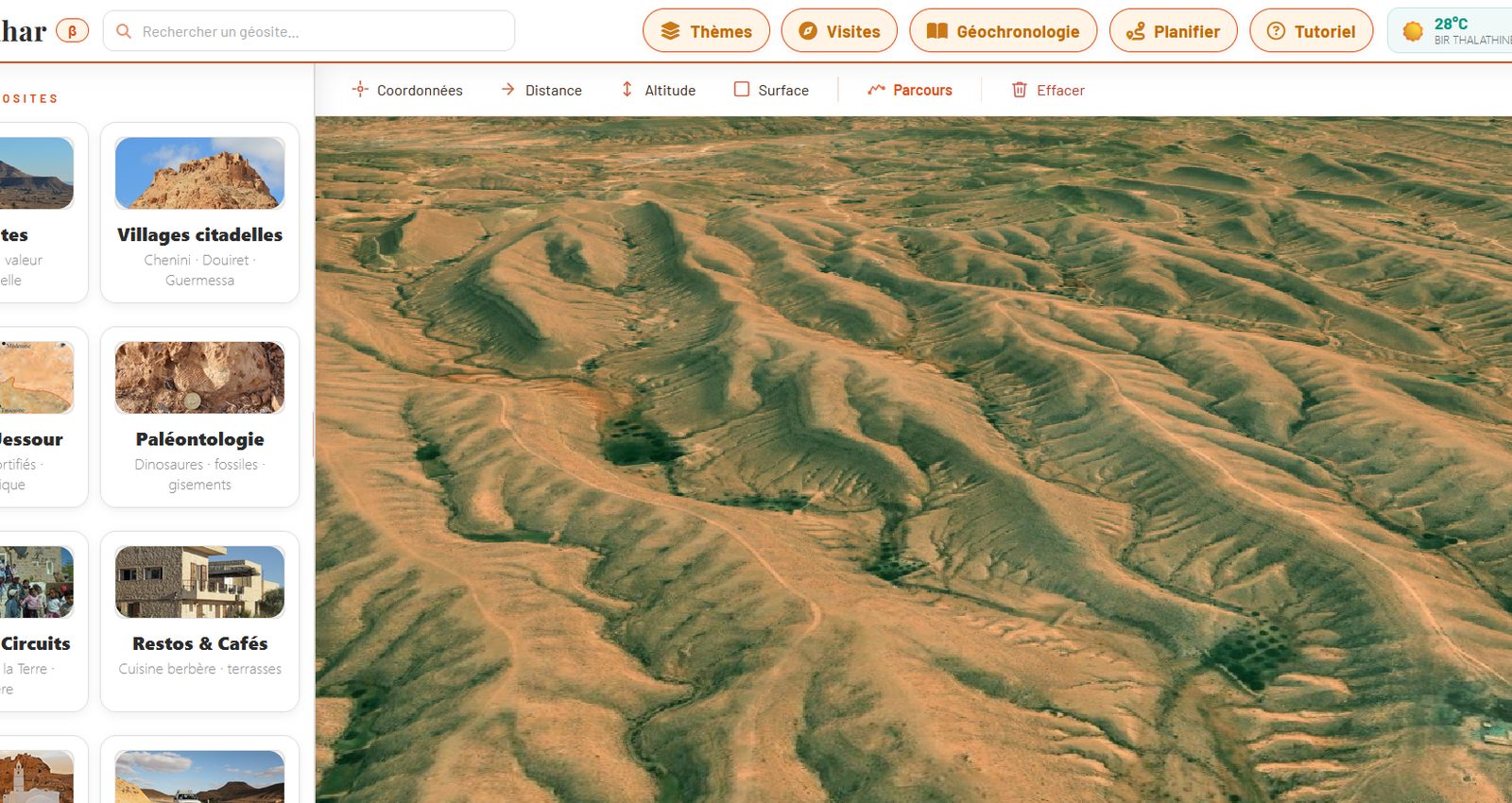 WebApp 3D — parc géologique, extension MAPREVO